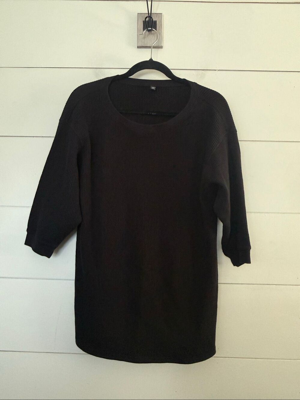 Uniqlo Women’s XL Black Thermal 3/4 Sleeve Blouse Top